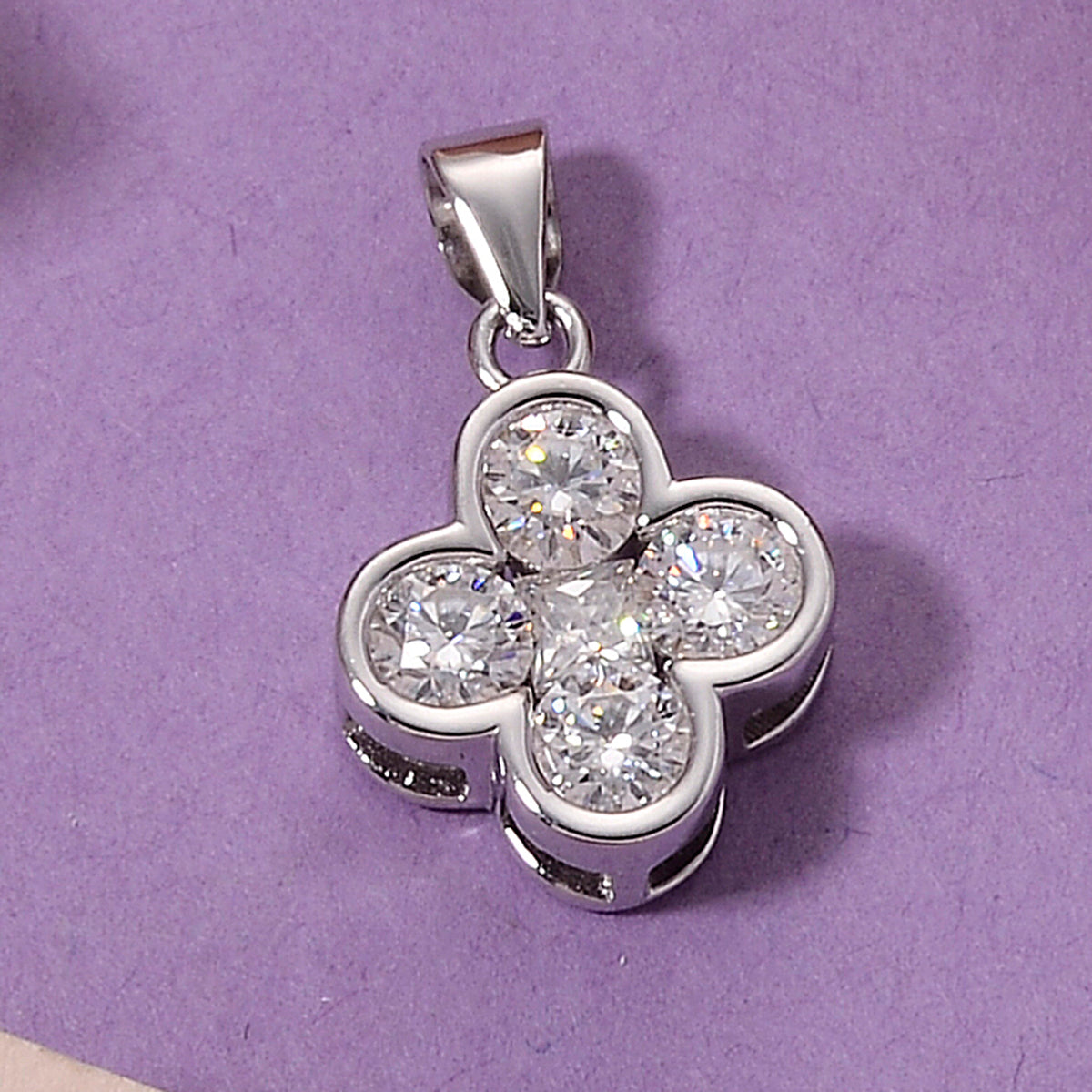 D'Joy - GRA Certified (D-VVS1) Moissanite Pendant in Rhodium Overlay Sterling Silver 8612145 3