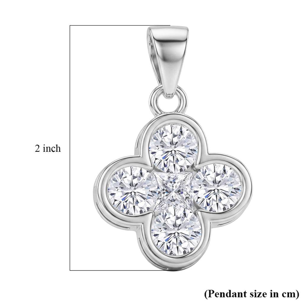 D'Joy - GRA Certified (D-VVS1) Moissanite Pendant in Rhodium Overlay Sterling Silver_8612145_5