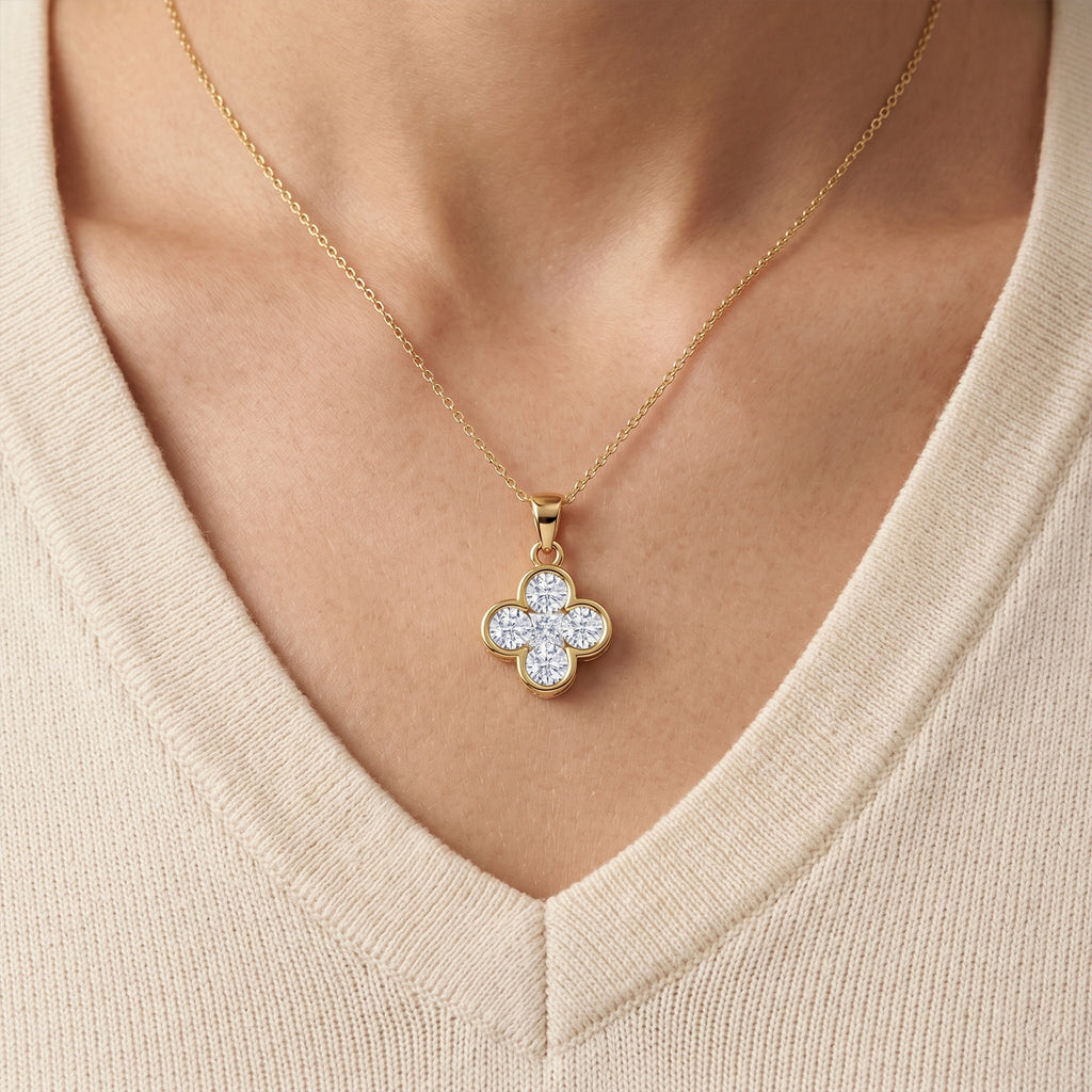 D'Joy - GRA Certified (D-VVS1) Moissanite Pendant in Yellow Gold Plated Sterling Silver_8612147_1