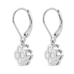 D'Joy - GRA Certified Moissanite Cluster Earring with Lever Back in Rhodium Overlay Sterling Silver 1.00 Ct._8612148_3