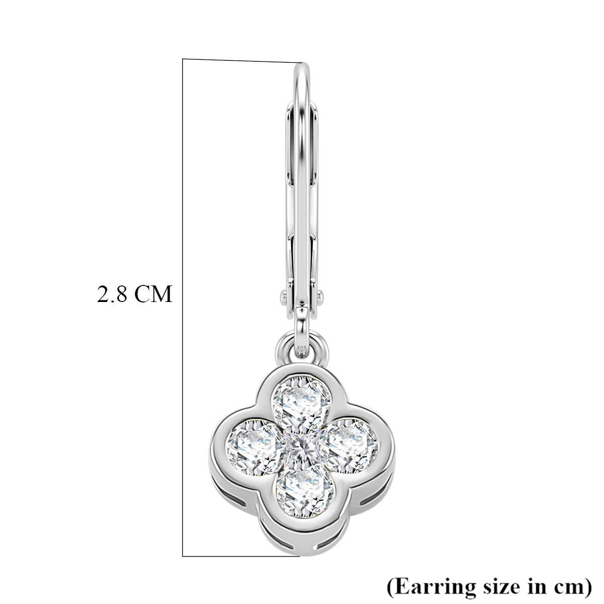 D'Joy - GRA Certified Moissanite Cluster Earring with Lever Back in Rhodium Overlay Sterling Silver 1.00 Ct. V32514172 6