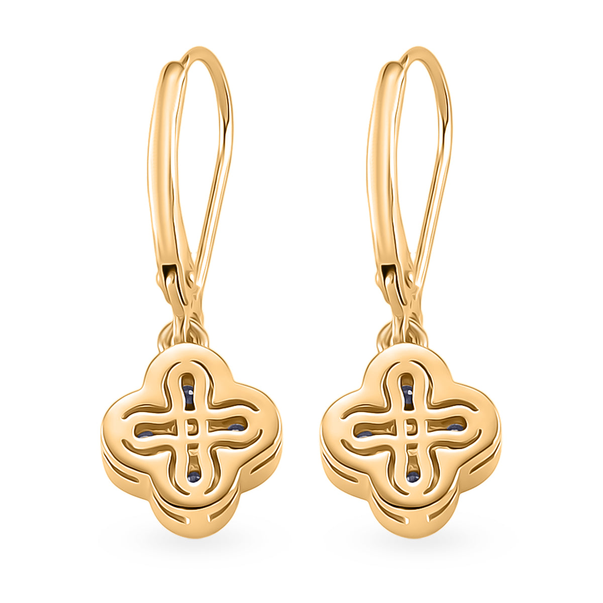 D'Joy - GRA Certified Moissanite Cluster Earring with Lever Back in Yellow Gold Plated Sterling Silver 1.00 Ct. V32527179 5