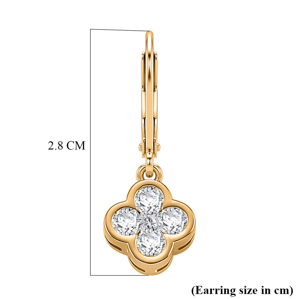 D'Joy - GRA Certified Moissanite Cluster Earring with Lever Back in Yellow Gold Plated Sterling Silver 1.00 Ct._8612170_5