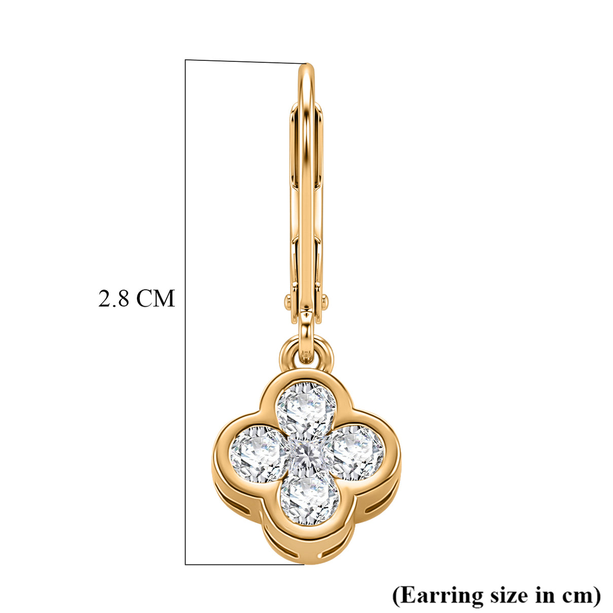 D'Joy - GRA Certified Moissanite Cluster Earring with Lever Back in Yellow Gold Plated Sterling Silver 1.00 Ct. V32527179 6