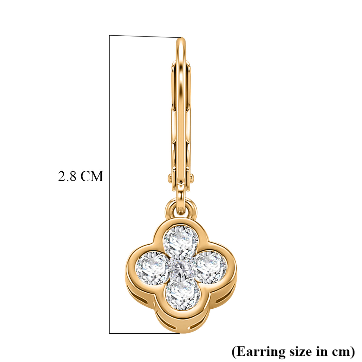 D'Joy - GRA Certified Moissanite Cluster Earring with Lever Back in Yellow Gold Plated Sterling Silver 1.00 Ct. V32527179 6