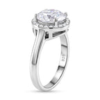 D'Joy - GRA Certified (D-VVS1) Moissanite Halo Ring in Rhodium Overlay Sterling Silver 3.05 Ct._8612175_3