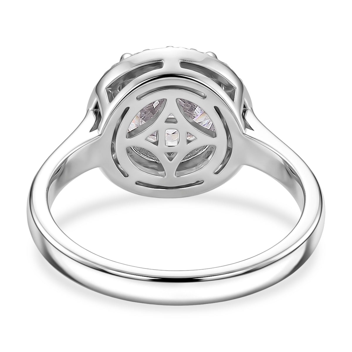 D'JOY GRA Certified 3 Ct. Moissanite D-VVS1 Halo Ring in Rhodium Overlay Sterling Silver V32611322 5