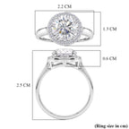 D'Joy - GRA Certified (D-VVS1) Moissanite Halo Ring in Rhodium Overlay Sterling Silver 3.05 Ct._8612175_5
