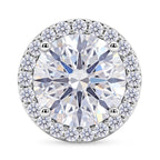 D'Joy - GRA Certified (D-VVS1) Moissanite Halo Pendant in Rhodium Overlay Sterling Silver 3.05 Ct._8612180