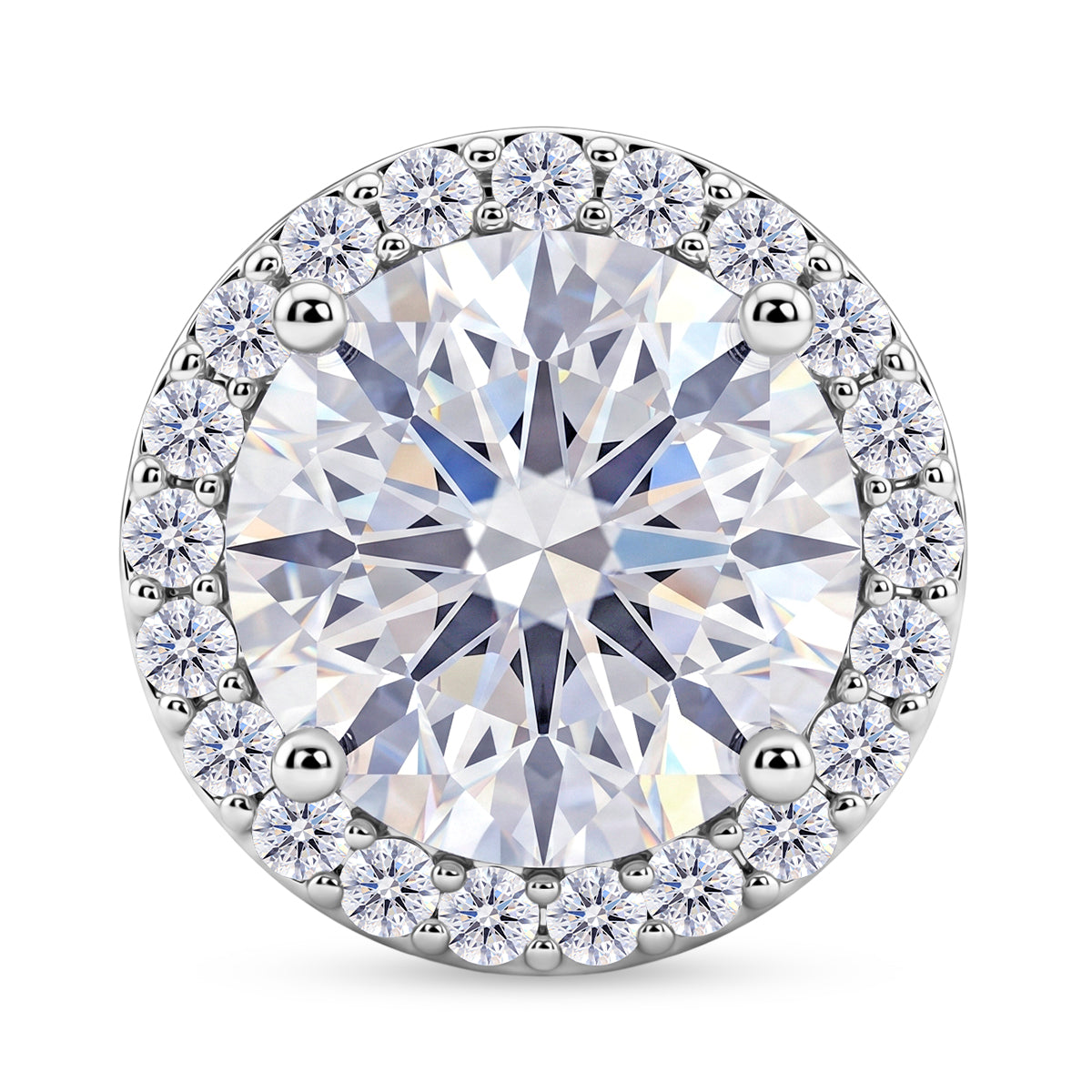 D'Joy - GRA Certified (D-VVS1) Moissanite Halo Pendant in Rhodium Overlay Sterling Silver 3.05 Ct. V32524054 0