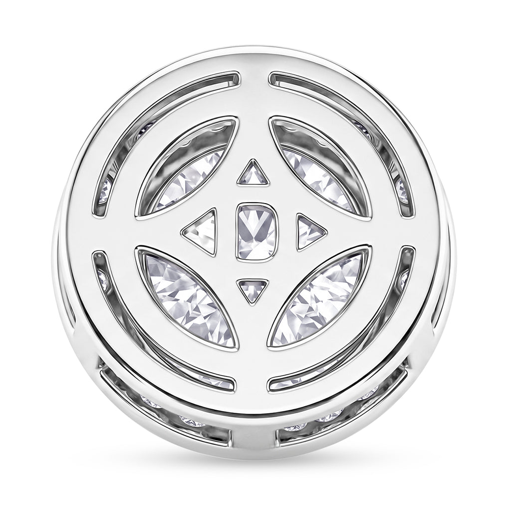 D'Joy - GRA Certified (D-VVS1) Moissanite Halo Pendant in Rhodium Overlay Sterling Silver 3.05 Ct._8612180_4
