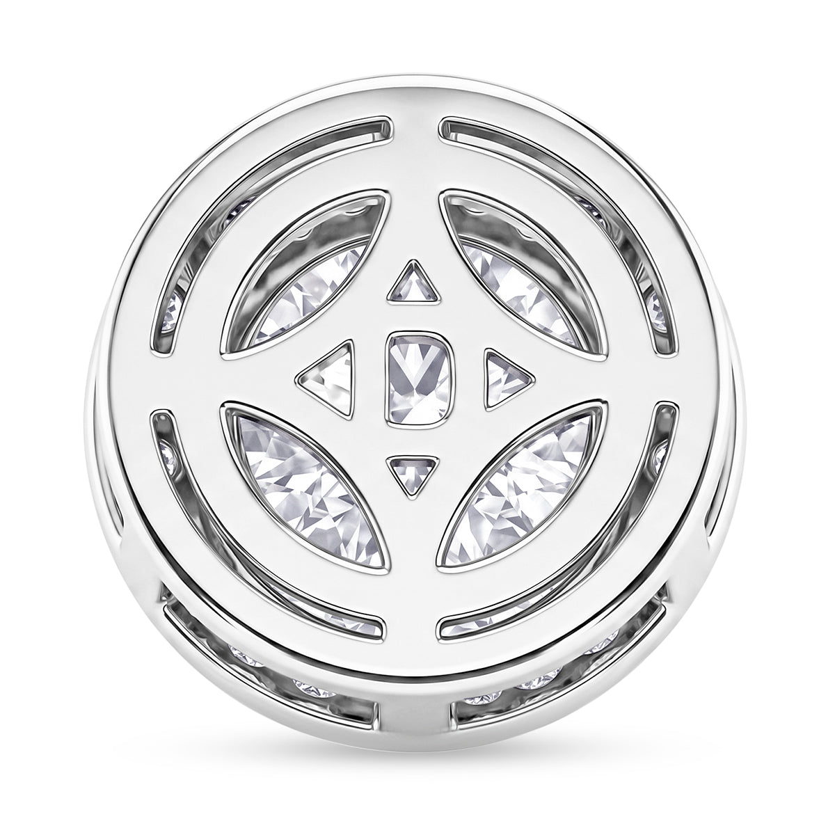 D'Joy - GRA Certified (D-VVS1) Moissanite Halo Pendant in Rhodium Overlay Sterling Silver 3.05 Ct. V32524054 5