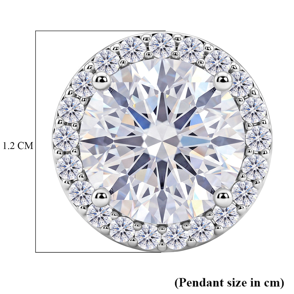 D'Joy - GRA Certified (D-VVS1) Moissanite Halo Pendant in Rhodium Overlay Sterling Silver 3.05 Ct._8612180_5