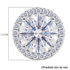 D'Joy - GRA Certified (D-VVS1) Moissanite Halo Pendant in Rhodium Overlay Sterling Silver 3.05 Ct._8612180_5
