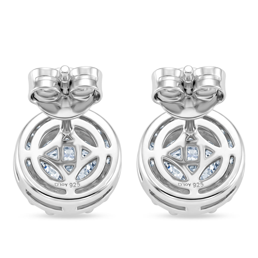 D'Joy - GRA Certified (D-VVS1) Moissanite Halo Stud Earring with Push Back in Rhodium Overlay Sterling Silver 1.94 Ct._8612181_4