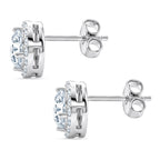 D'Joy - GRA Certified (D-VVS1) Moissanite Halo Stud Earring with Push Back in Rhodium Overlay Sterling Silver 1.94 Ct._8612181_5