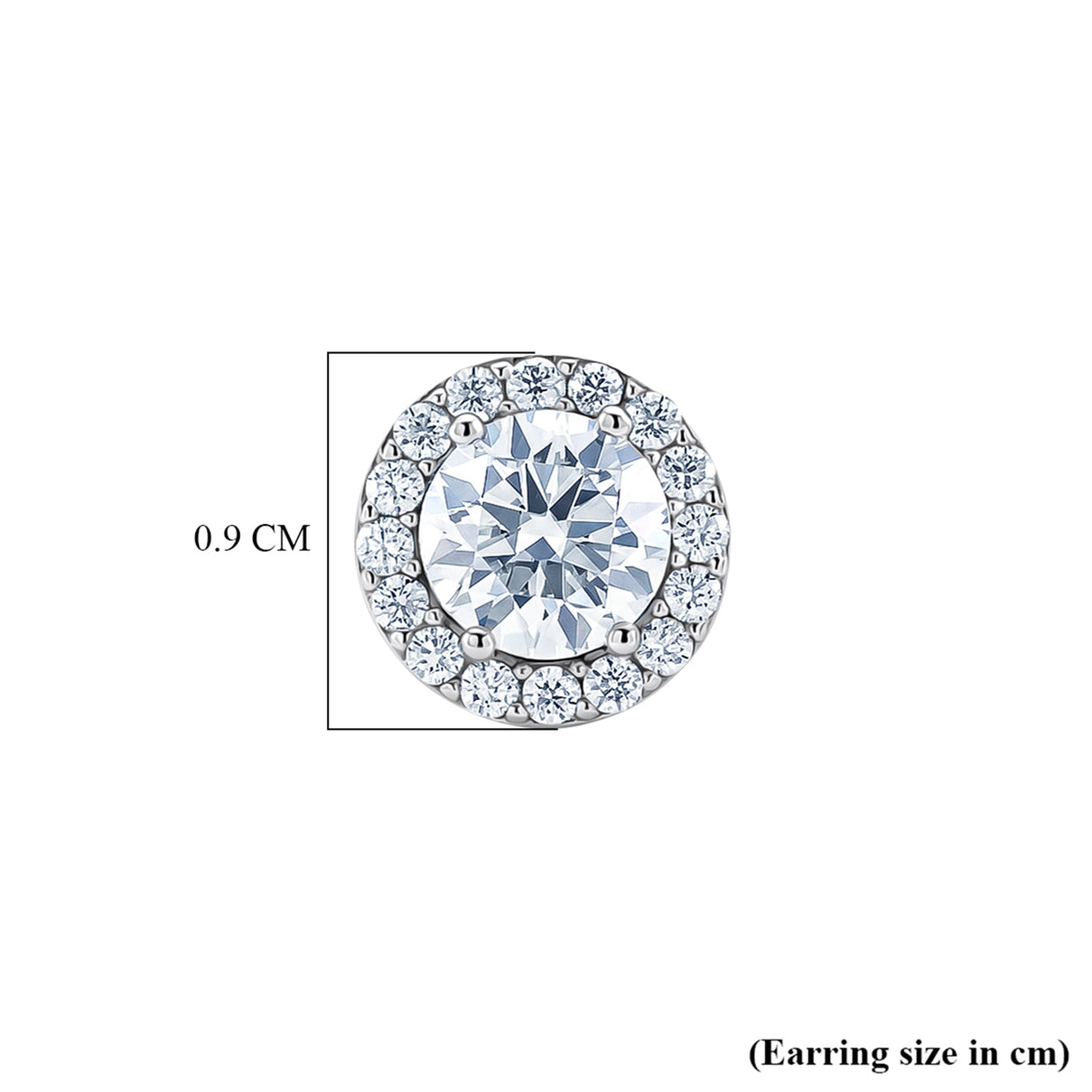 D'Joy - GRA Certified (D-VVS1) Moissanite Halo Stud Earring with Push Back in Rhodium Overlay Sterling Silver 1.94 Ct. V32513440 7