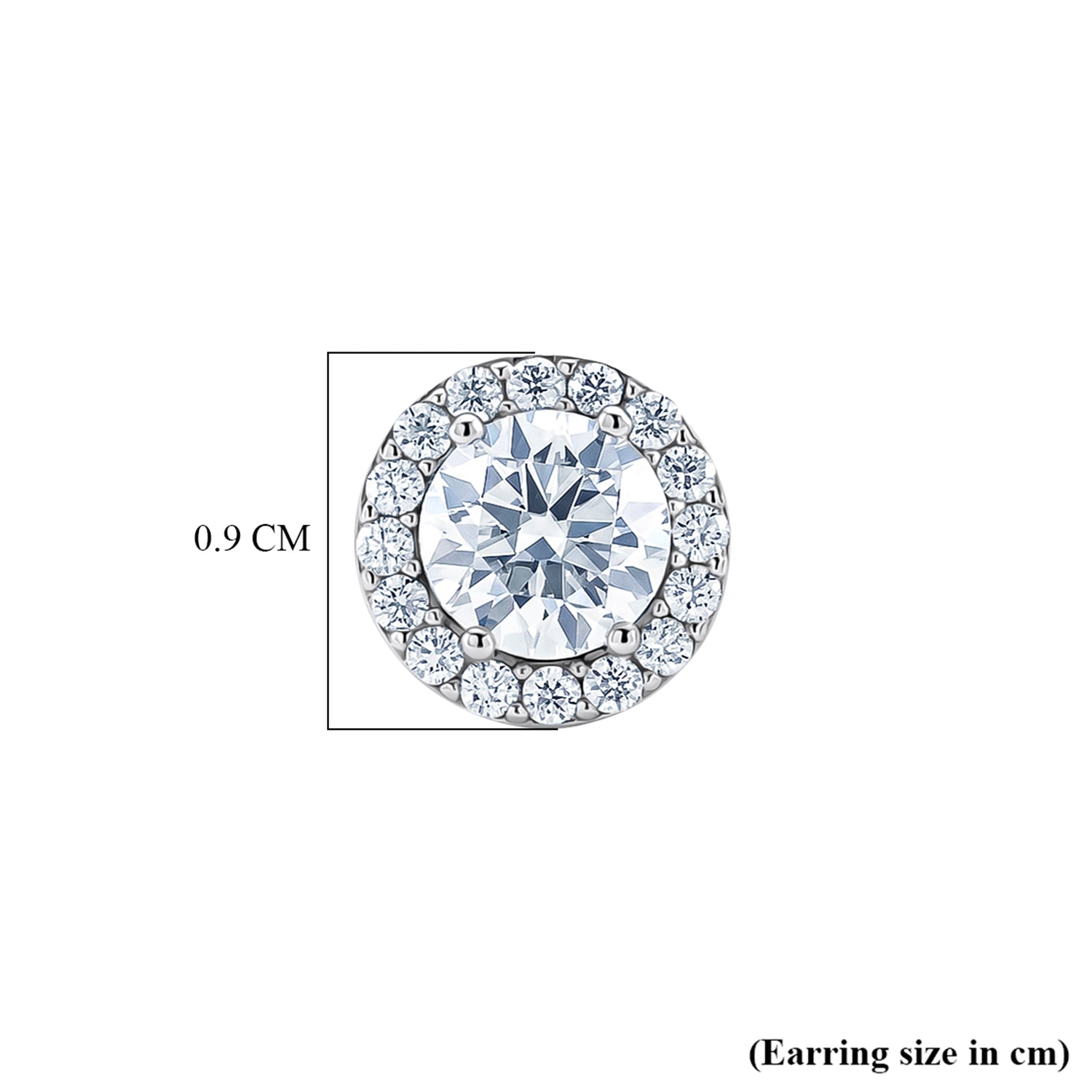 D'Joy - GRA Certified (D-VVS1) Moissanite Halo Stud Earring with Push Back in Rhodium Overlay Sterling Silver 1.94 Ct. V32513440 7