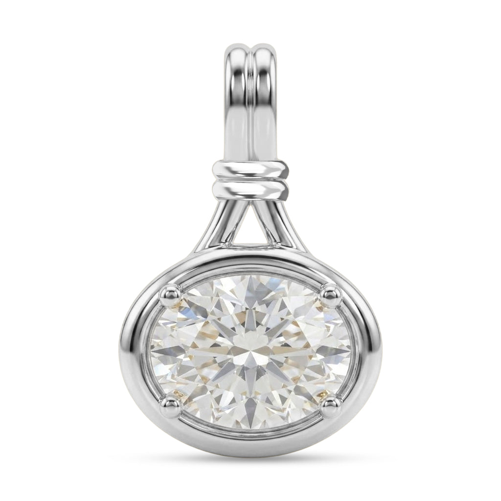 D'Joy - GRA Certified (D-VVS1) Moissanite Solitaire Pendant in Rhodium Overlay Sterling Silver 1.40 Ct._8612182
