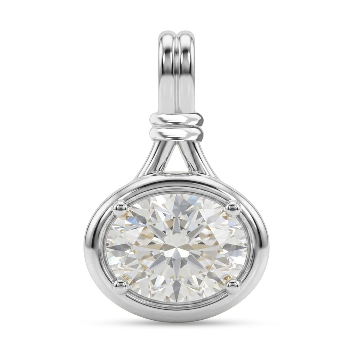 D'Joy - GRA Certified (D-VVS1) Moissanite Solitaire Pendant in Rhodium Overlay Sterling Silver 1.40 Ct. V32528137 0