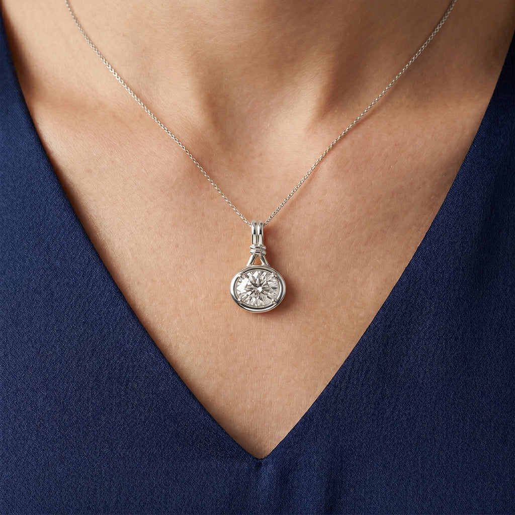 D'Joy - GRA Certified (D-VVS1) Moissanite Solitaire Pendant in Rhodium Overlay Sterling Silver 1.40 Ct._8612182_1