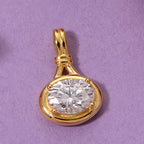 D'Joy - GRA Certified Moissanite Solitaire Pendant in Yellow Gold Plated Sterling Silver 1.40 Ct._8612209_2