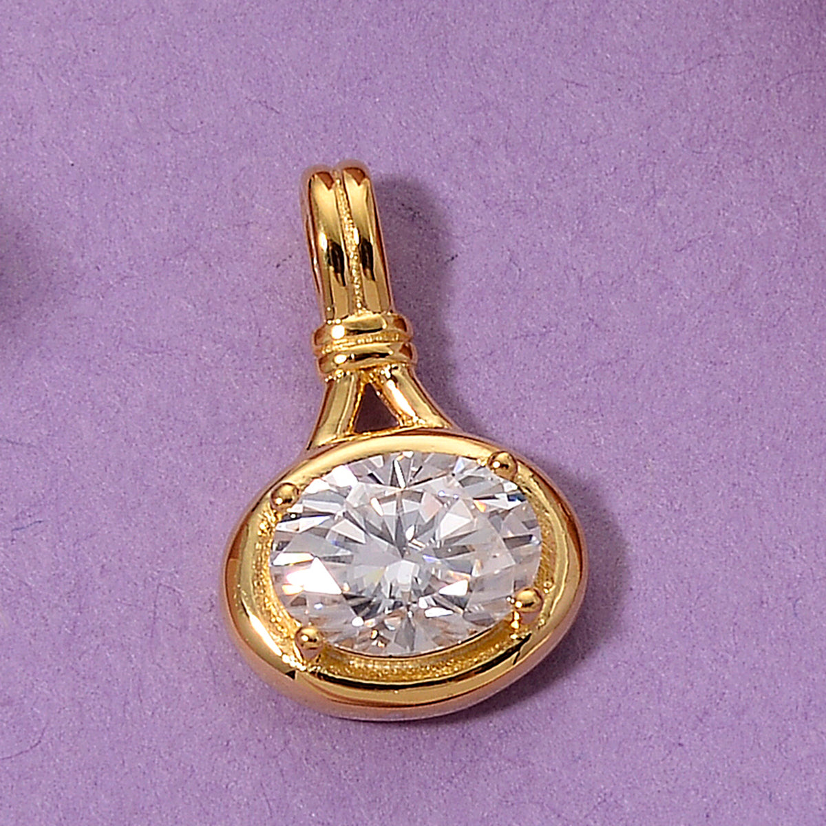 D'Joy - GRA Certified Moissanite Solitaire Pendant in Yellow Gold Plated Sterling Silver 1.40 Ct. V32514448 3