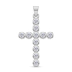 D'Joy - GRA Certified (D-VVS1) Moissanite Cross Pendant in Rhodium Overlay Sterling Silver 1.20 Ct._8612224