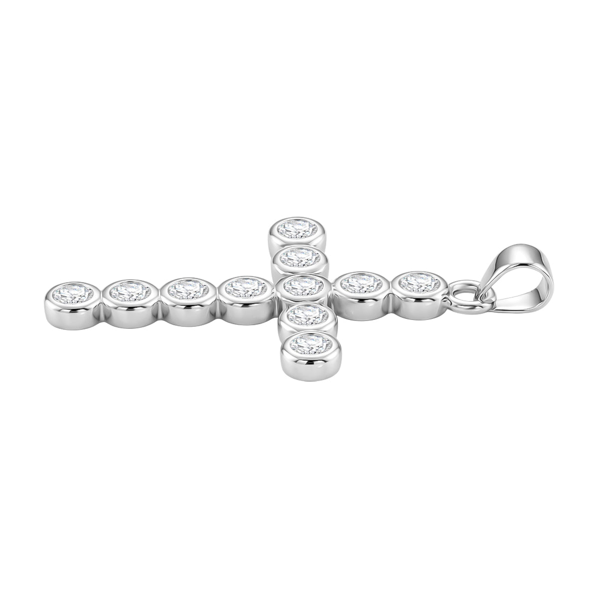D'Joy - GRA Certified (D-VVS1) Moissanite Cross Pendant in Rhodium Overlay Sterling Silver 1.20 Ct. 8612224 4