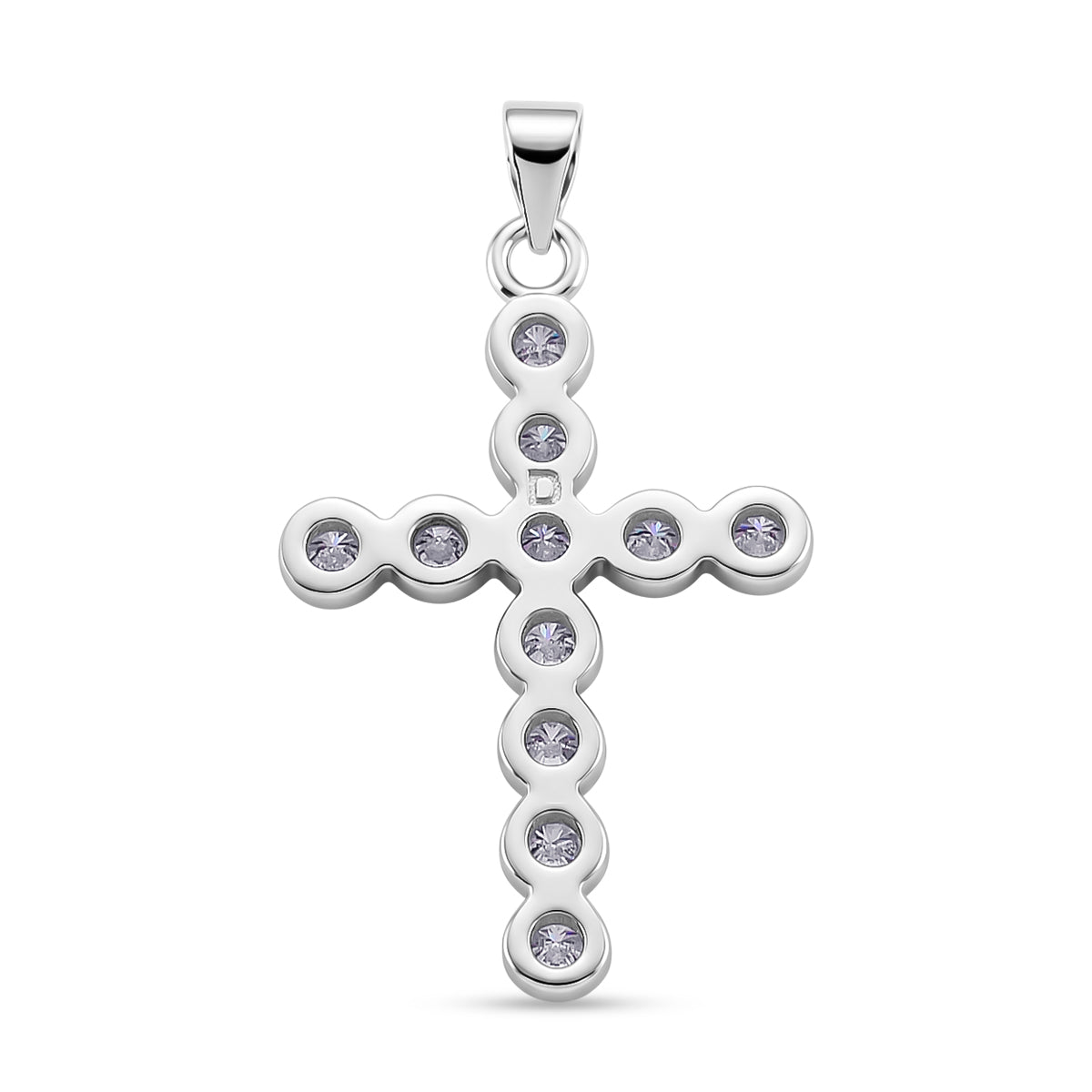 D'Joy - GRA Certified (D-VVS1) Moissanite Cross Pendant in Rhodium Overlay Sterling Silver 1.20 Ct. 8612224 5