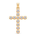 D'Joy - GRA Certified (D-VVS1) Moissanite Cross Pendant in Yellow Gold Plated Sterling Silver 1.20 Ct._8612226