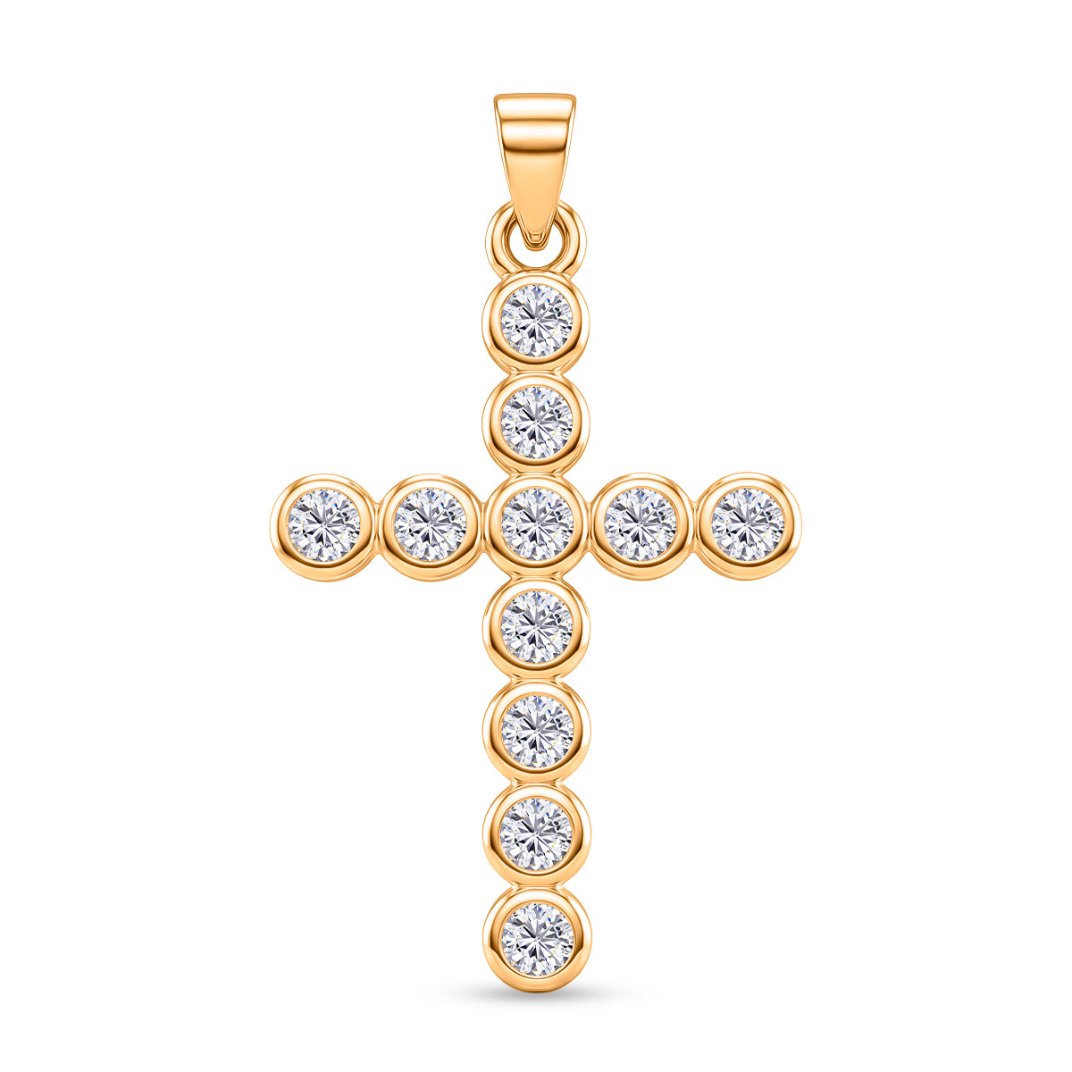 D'Joy - GRA Certified (D-VVS1) Moissanite Cross Pendant in Yellow Gold Plated Sterling Silver 1.20 Ct. V32518691 0