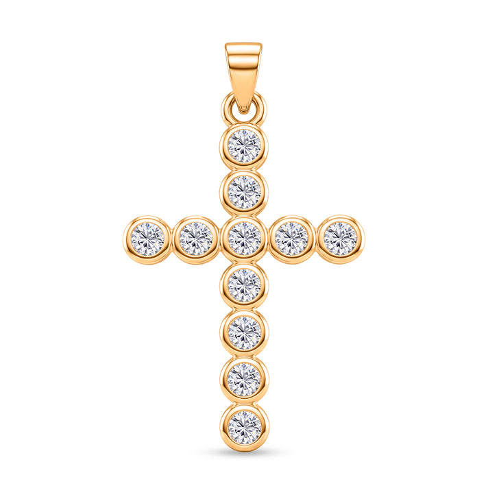 D'Joy - GRA Certified (D-VVS1) Moissanite Cross Pendant in Yellow Gold Plated Sterling Silver 1.20 Ct. 8612226 1