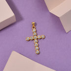 D'Joy - GRA Certified (D-VVS1) Moissanite Cross Pendant in Yellow Gold Plated Sterling Silver 1.20 Ct._8612226_2
