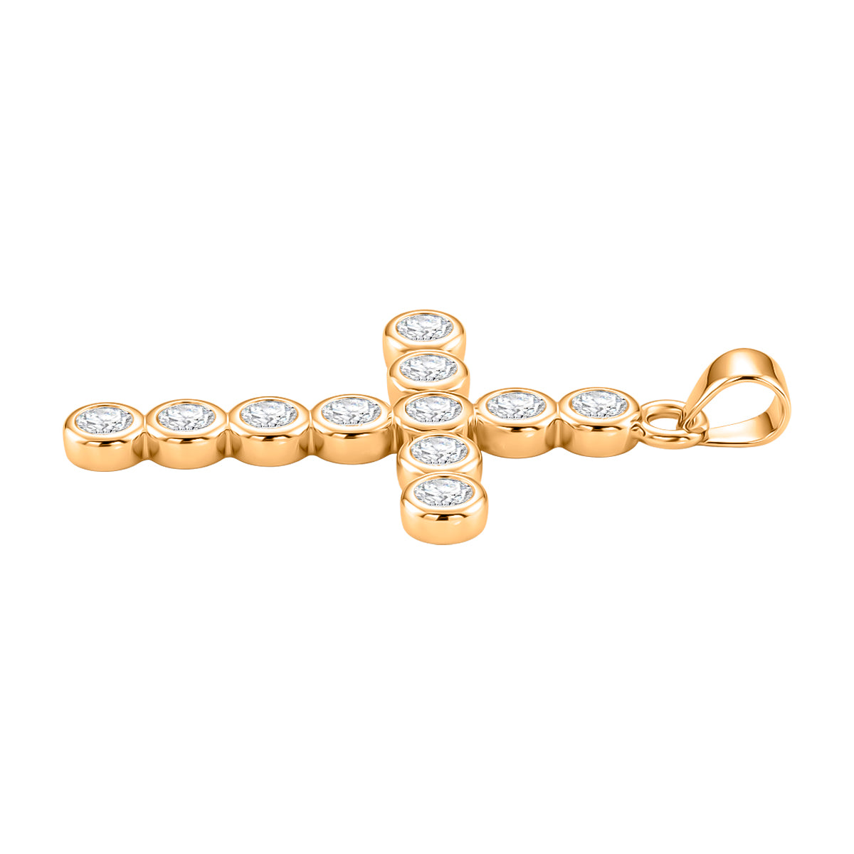 D'Joy - GRA Certified (D-VVS1) Moissanite Cross Pendant in Yellow Gold Plated Sterling Silver 1.20 Ct. V32518691 4
