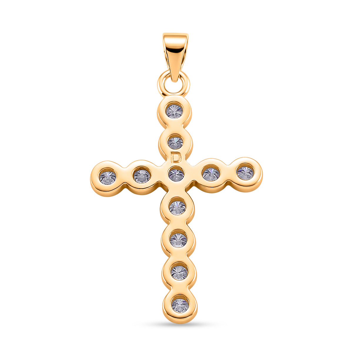 D'Joy - GRA Certified (D-VVS1) Moissanite Cross Pendant in Yellow Gold Plated Sterling Silver 1.20 Ct. V32518691 5