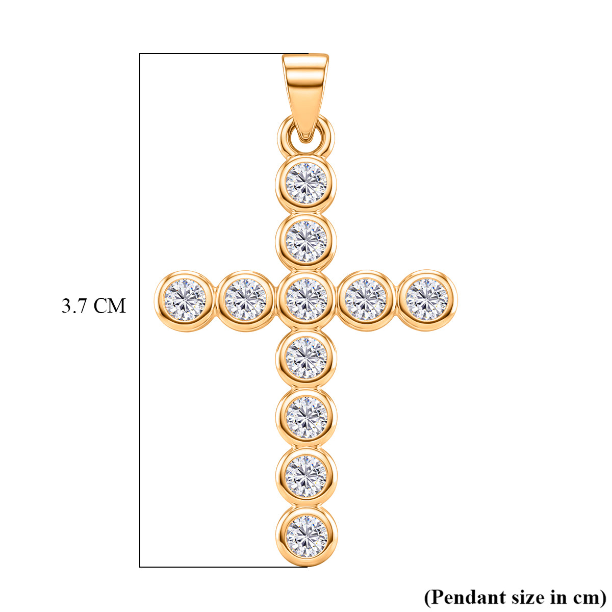 D'Joy - GRA Certified (D-VVS1) Moissanite Cross Pendant in Yellow Gold Plated Sterling Silver 1.20 Ct. V32518691 6