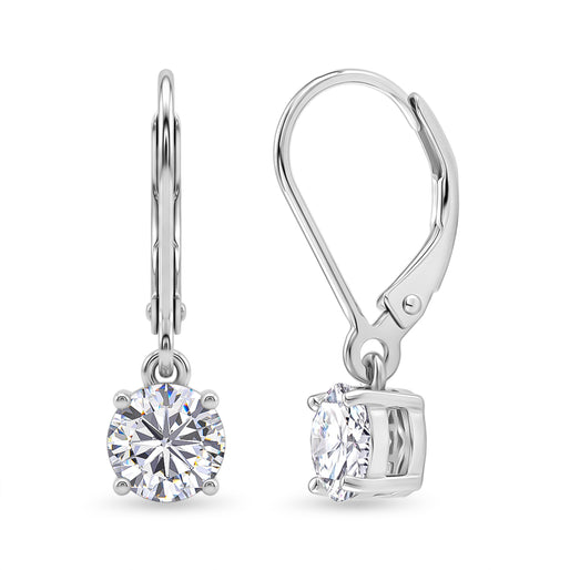 D'Joy - GRA Certified Moissanite Solitaire Drop Earring with Lever Back in Rhodium Overlay Sterling Silver 1.50 Ct._8612227