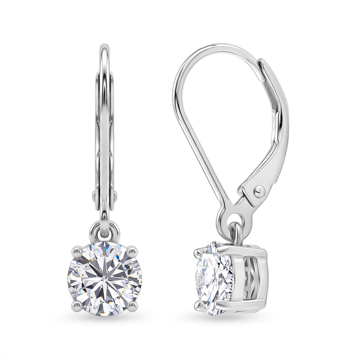 D'Joy - GRA Certified Moissanite Solitaire Drop Earring with Lever Back in Rhodium Overlay Sterling Silver 1.50 Ct. 8612227 1