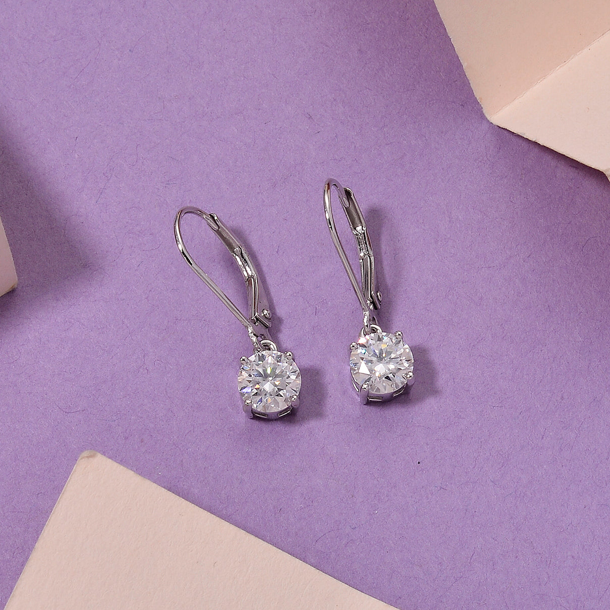 D'Joy - GRA Certified Moissanite Solitaire Drop Earring with Lever Back in Rhodium Overlay Sterling Silver 1.50 Ct. 8612227 3