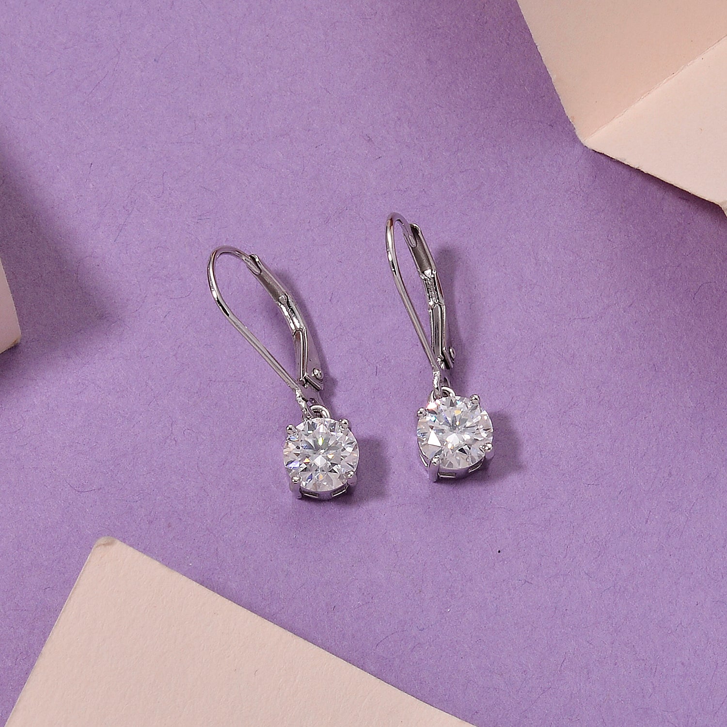 D'Joy - GRA Certified Moissanite Solitaire Drop Earring with Lever Back in Rhodium Overlay Sterling Silver 1.50 Ct. 8612227 3