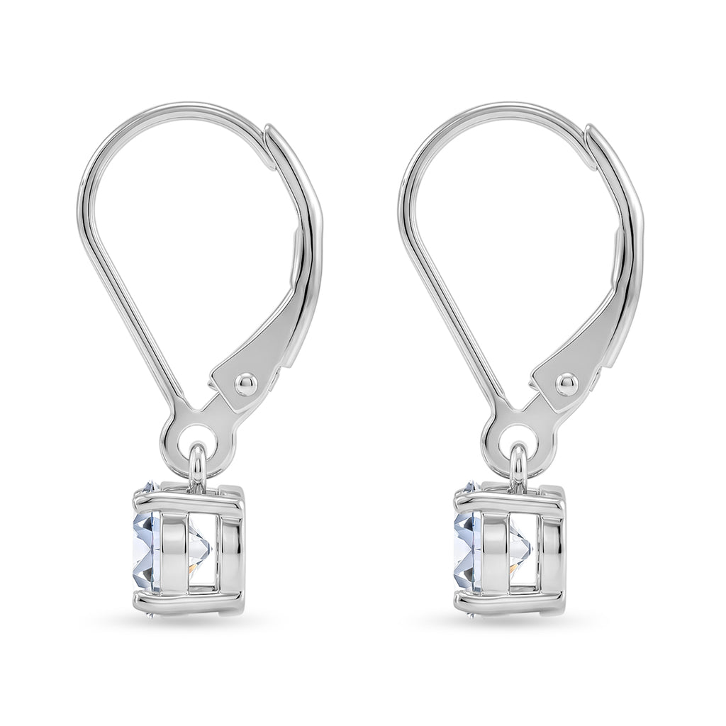 D'Joy - GRA Certified Moissanite Solitaire Drop Earring with Lever Back in Rhodium Overlay Sterling Silver 1.50 Ct._8612227_3