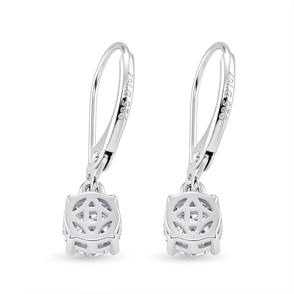 D'Joy - GRA Certified Moissanite Solitaire Drop Earring with Lever Back in Rhodium Overlay Sterling Silver 1.50 Ct._8612227_4