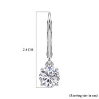 D'Joy - GRA Certified Moissanite Solitaire Drop Earring with Lever Back in Rhodium Overlay Sterling Silver 1.50 Ct._8612227_5