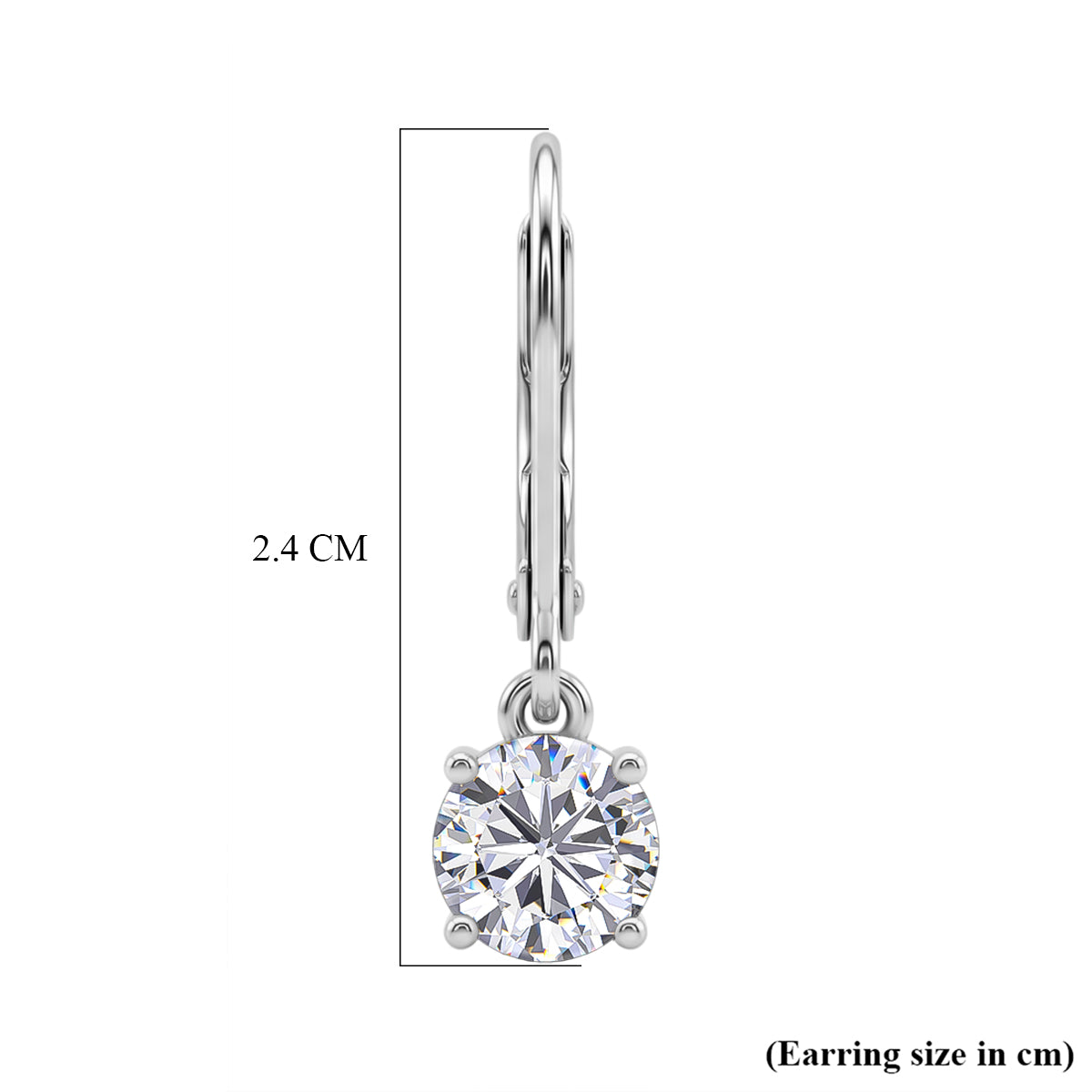 D'Joy - GRA Certified Moissanite Solitaire Drop Earring with Lever Back in Rhodium Overlay Sterling Silver 1.50 Ct. 8612227 6