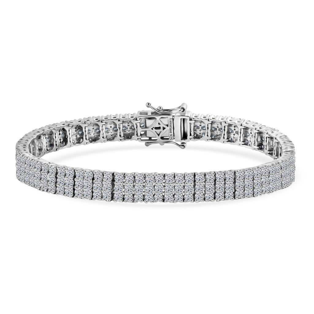 Luxuriant - Lab Grown Diamond (SI/G-H) Bracelet (Size - 7.5) with GB Lock Box in Rhodium Overlay Sterling Silver 11.00 Ct, Silver Wt. 20.20 Gms_8612482