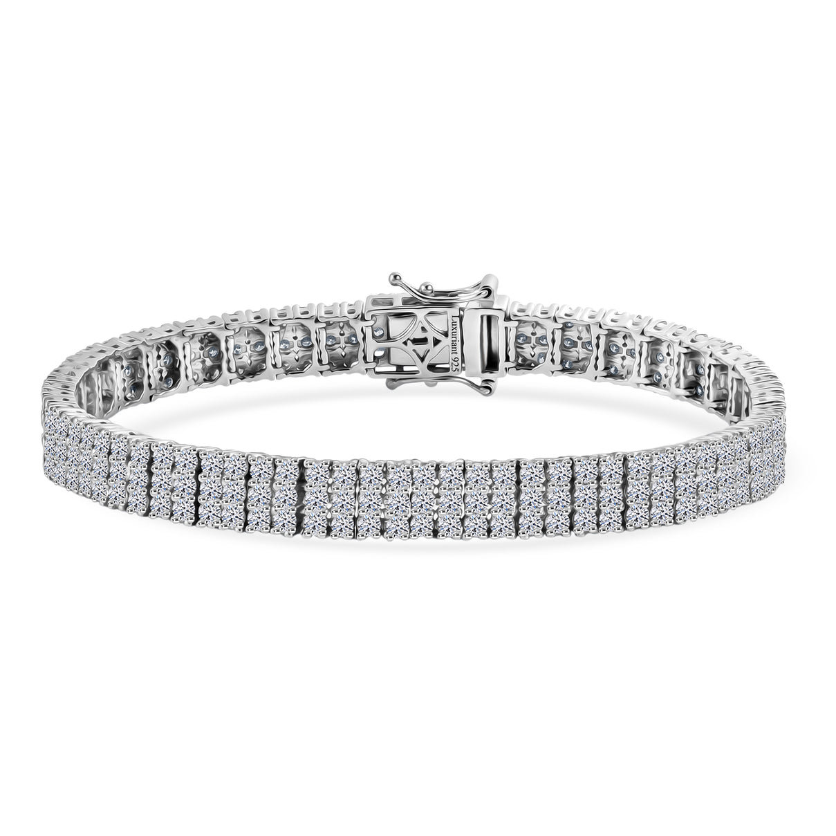 Luxuriant - Lab Grown Diamond (SI/G-H) Bracelet (Size - 7.5) with GB Lock Box in Rhodium Overlay Sterling Silver 11.00 Ct, Silver Wt. 20.20 Gms 8612482 0