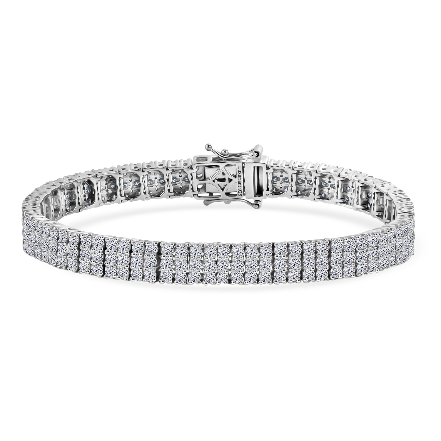 Luxuriant - Lab Grown Diamond (SI/G-H) Bracelet (Size - 7.5) with GB Lock Box in Rhodium Overlay Sterling Silver 11.00 Ct, Silver Wt. 20.20 Gms 8612482 0