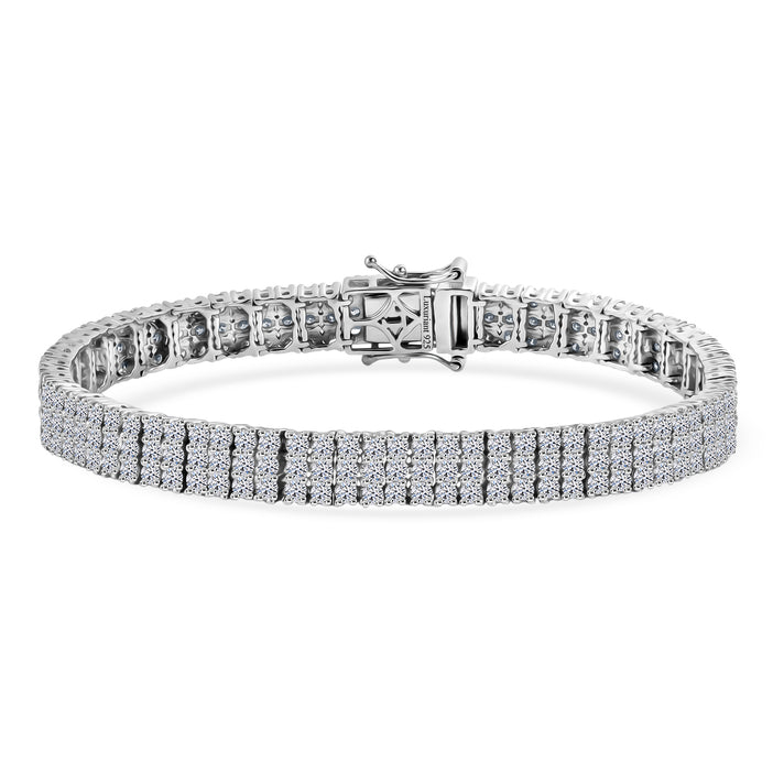 Luxuriant - Lab Grown Diamond (SI-G-H) Bracelet (Size - 7.5) with GB Lock Box in Rhodium Overlay Sterling Silver 11.00 Ct, Silver Wt. 20.20 Gms 8612482 1