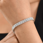 Luxuriant - Lab Grown Diamond (SI/G-H) Bracelet (Size - 7.5) with GB Lock Box in Rhodium Overlay Sterling Silver 11.00 Ct, Silver Wt. 20.20 Gms_8612482_1